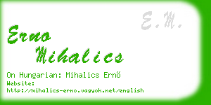 erno mihalics business card